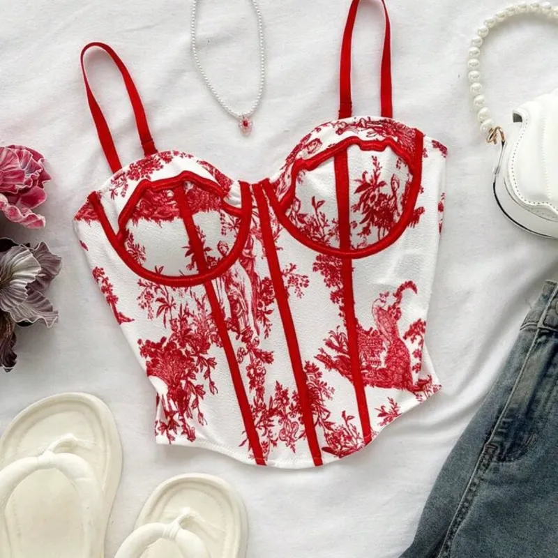 Corsé blanco y rojo