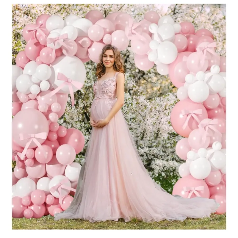  Kit de Arco de Globos Rosa y Blanco – 138 piezas 