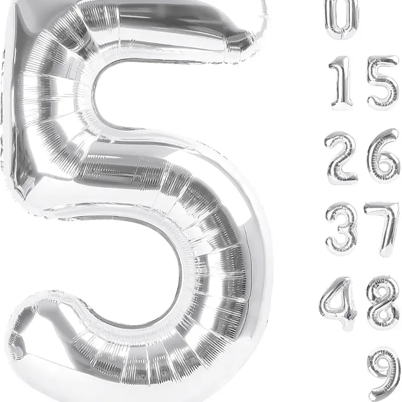 Globo foil número 5 plateado