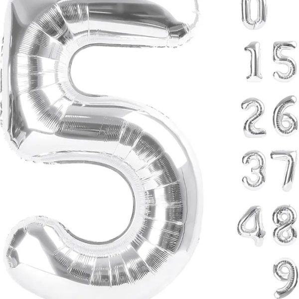 Globo foil número 5 plateado