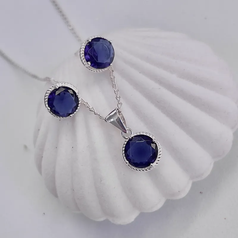 Conjunto de plata azul