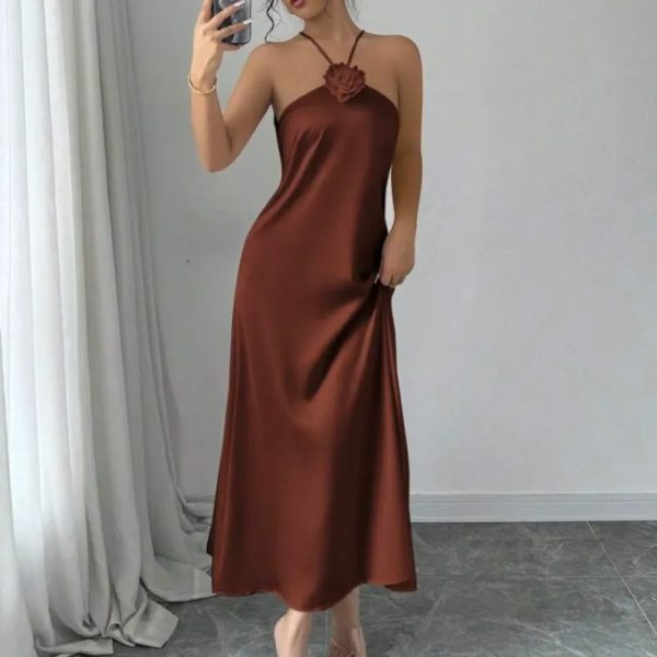 Vestido sedoso café