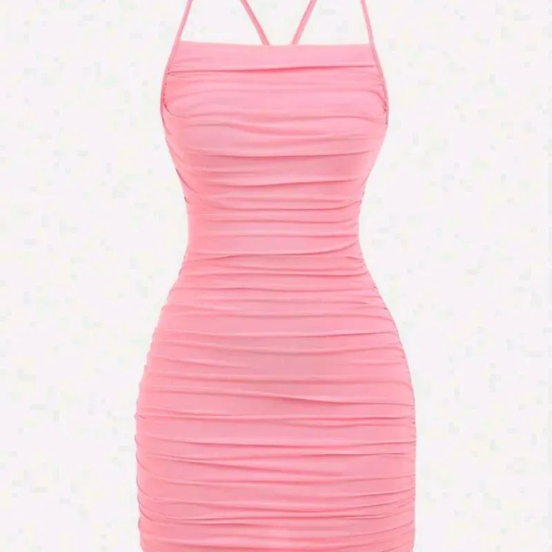 VESTIDO PARA MUJER	ROSA TIRANTES CRUZADOS PUNTO DE MALLA