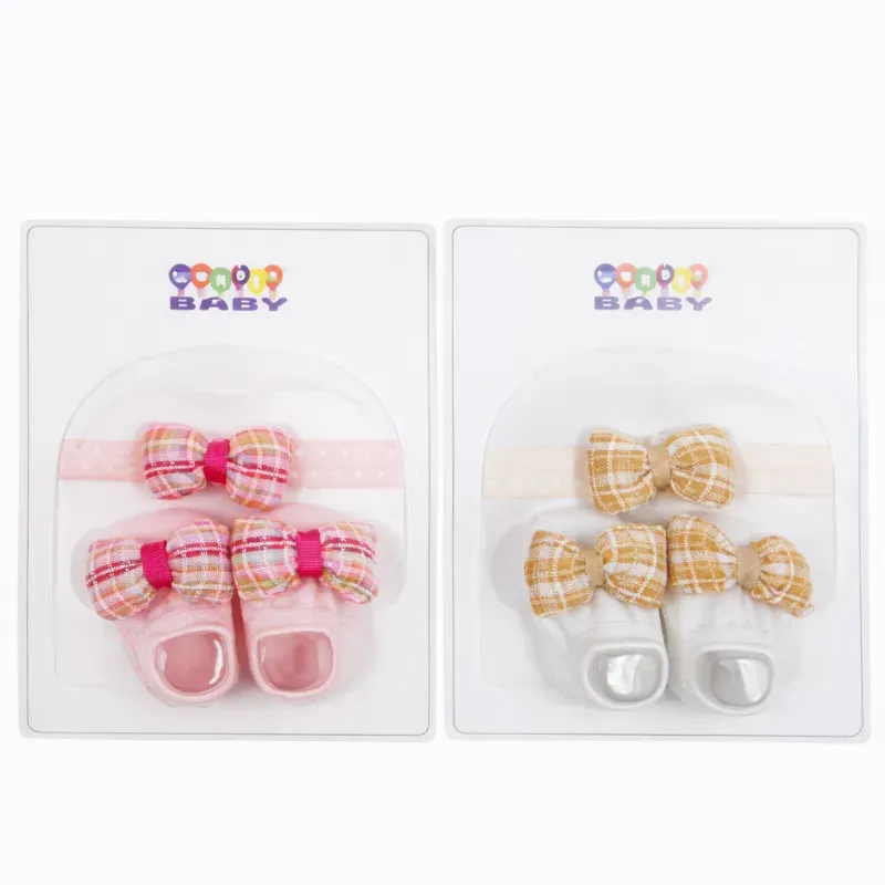 Conjunto de Zapatos y Vincha para Bebé Rosa/Amarillo