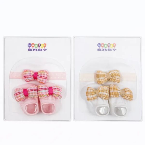 Conjunto de Zapatos y Vincha para Bebé Rosa/Amarillo