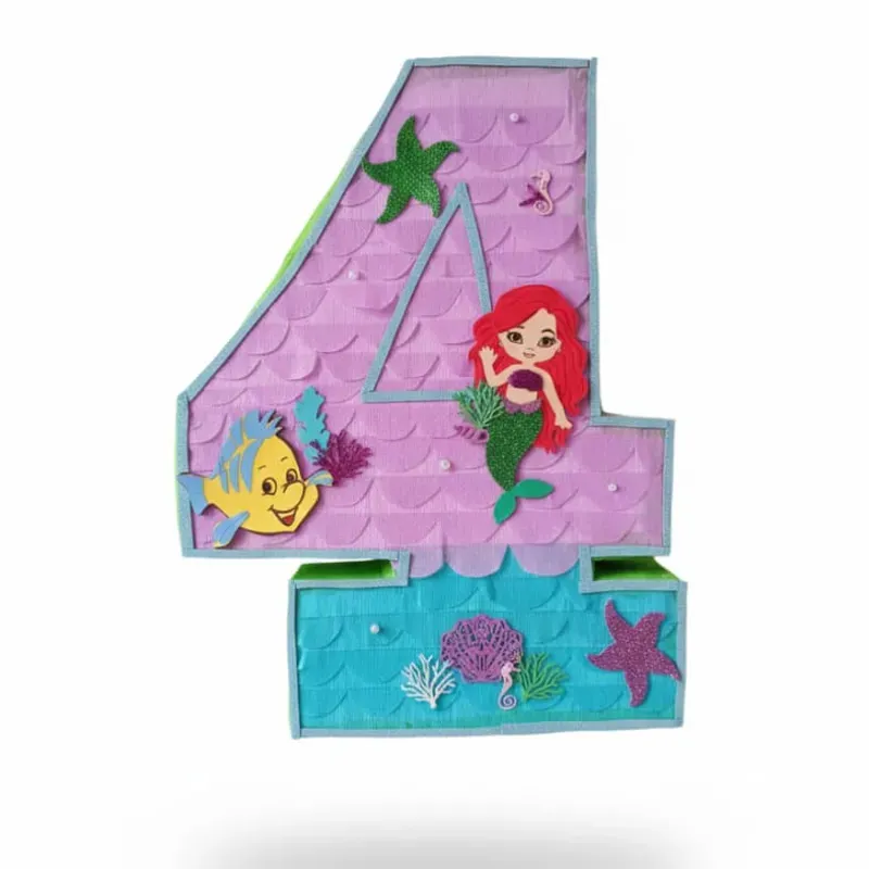 Piñata de número 4 de sirena