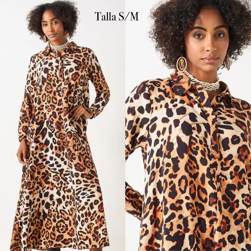 Print midi dress animal print 