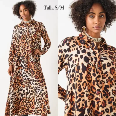 Print midi dress animal print 