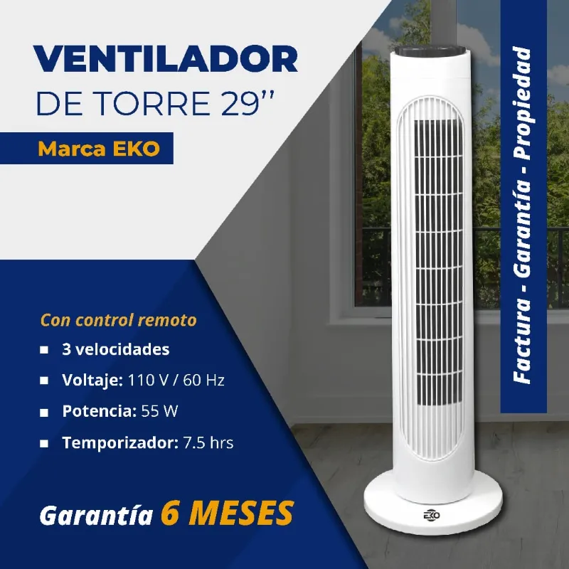  *Ventilador de Torre 29", con Control Remoto Marca EKO*