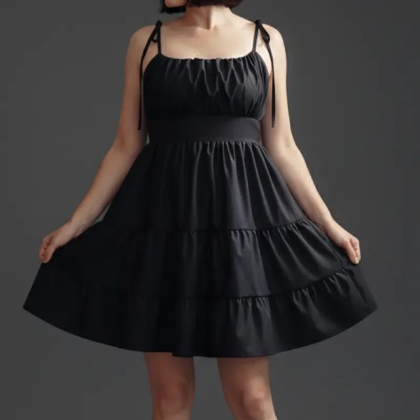 Vestido de tirantes ajustables con vuelos