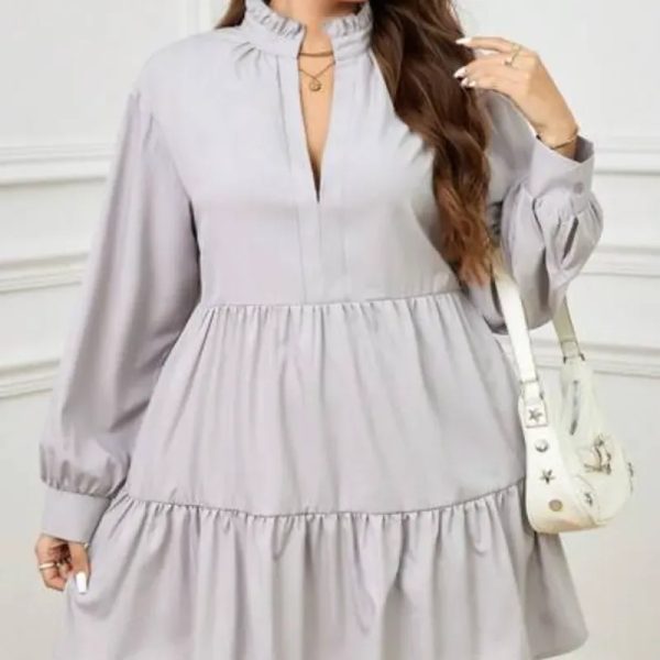 Vestido gris mangas largas