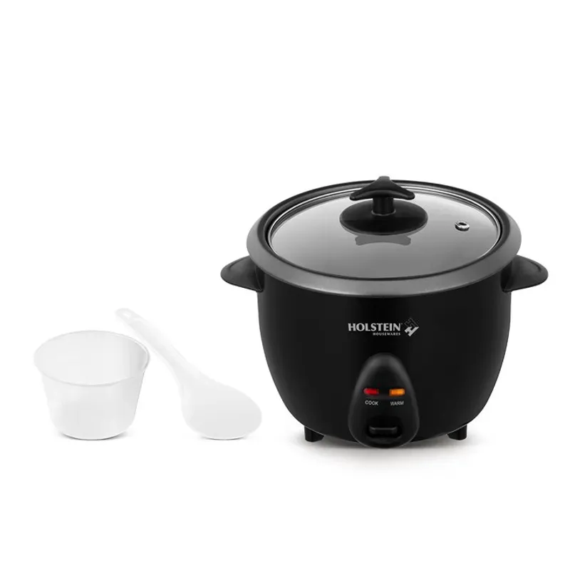 Holstein Housewares 5-Cup Rice Cooker, Black- Convenient and User Friendly with Warm and Cook Function, Ideal for Rice, Quinoa, Oatmeal, Stews and Grains