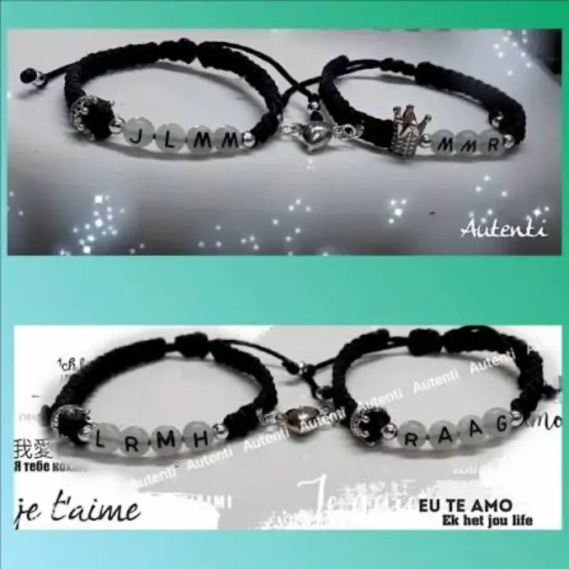 Pareja de pulsos para reyes con corazón imantado