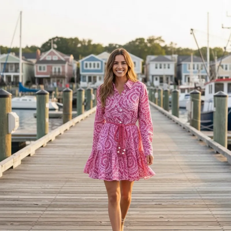 Vestido corto Manga Larga Estampado