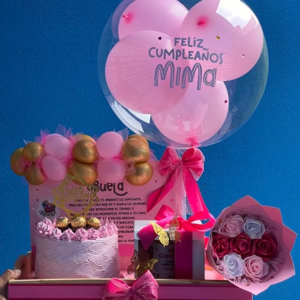 Ancheta con bouquet de rosas sencillo