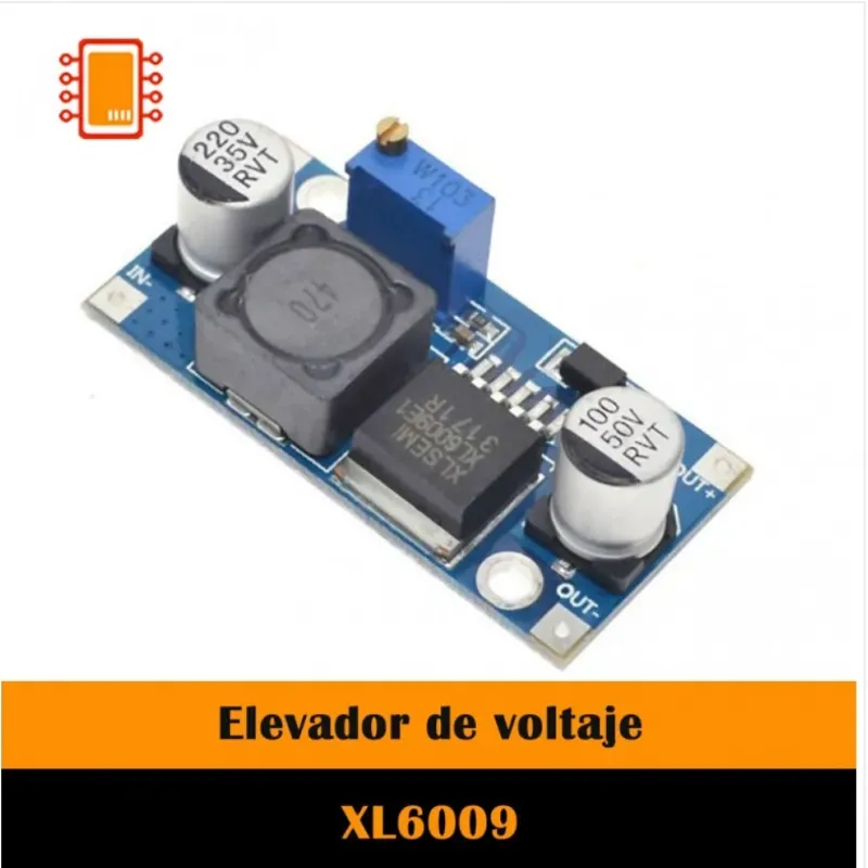 ⚙️ Elevador de Voltaje ajustable XL6009 DC-DC – 4A, 400kHz.