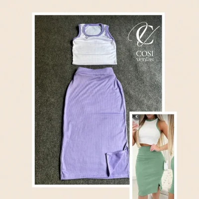 Conjunto desmangado /saya corta morado  