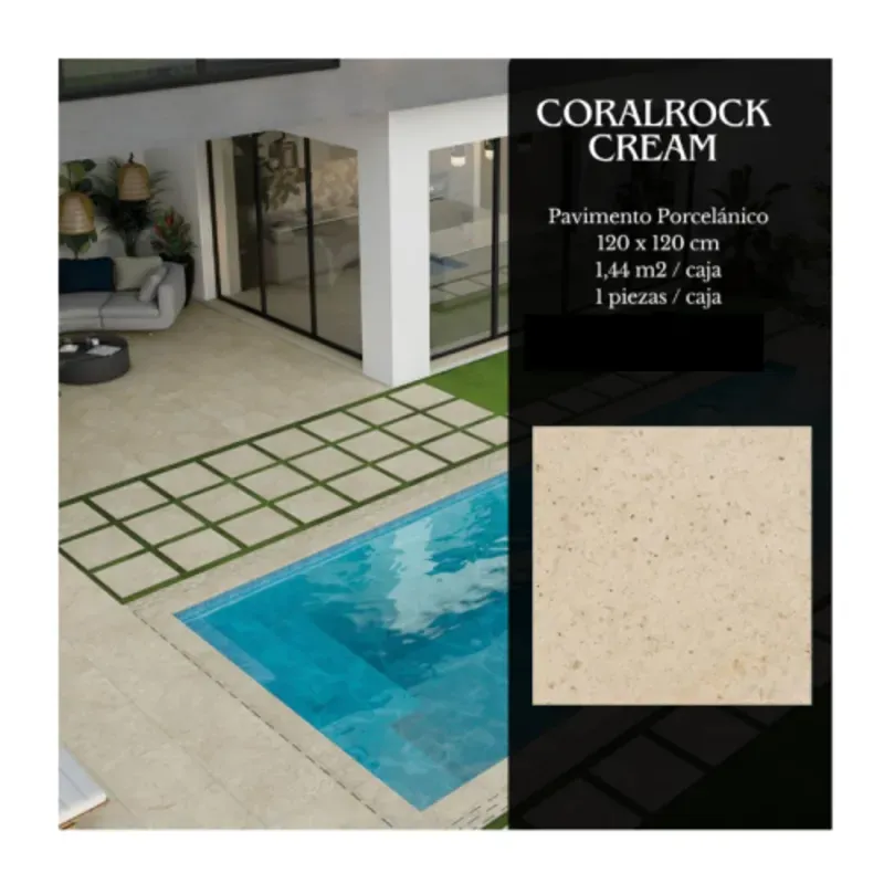 Pavimento porcelánico Coralrock cream 120x120 cm 3737000248