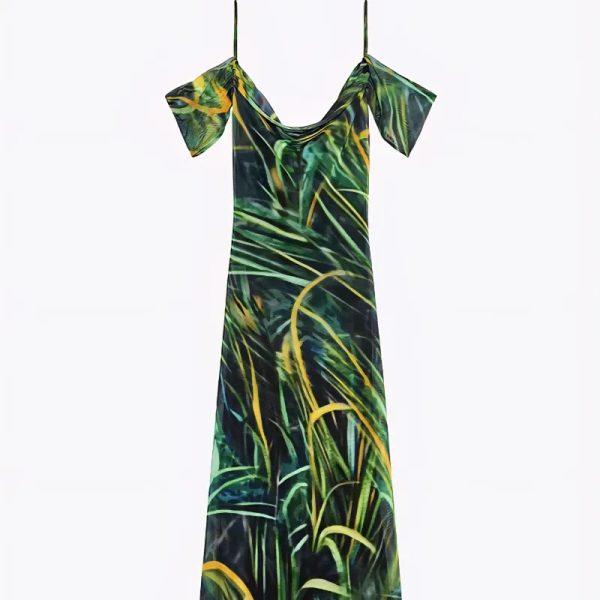 Vestido estampado verde/negro