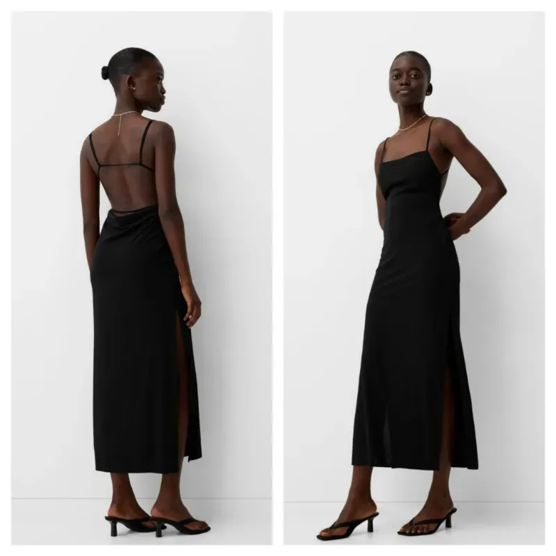 Vestido Bershka negro espalda descubierta