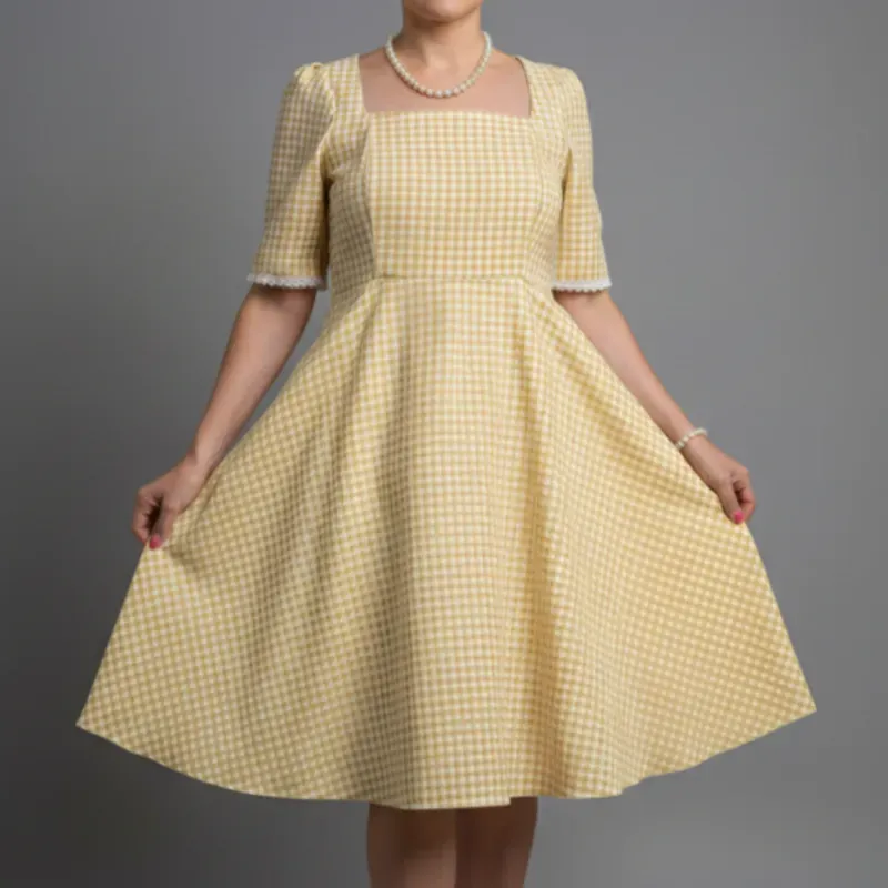 Vestido retro escote cuadrado