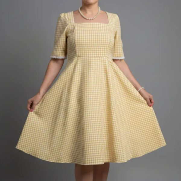 Vestido retro escote cuadrado