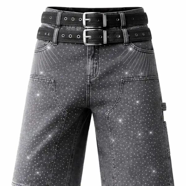 Shorts mezclilla doble faja de brillo