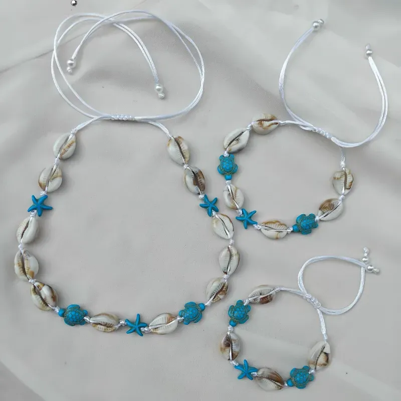 Collar + pulsera +tobillera.