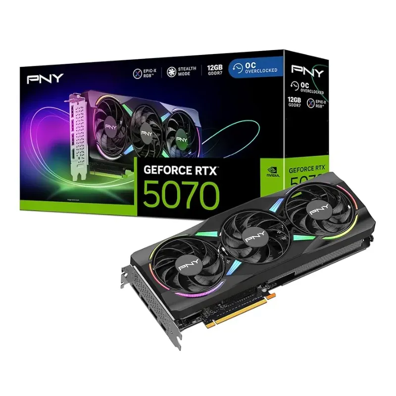 Tarjeta Gráfica PNY NVIDIA GeForce RTX™ 5070 de 12 GB ARGB Epic-X™