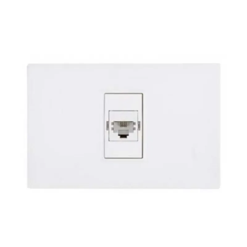 Toma para teléfono RJ-11, color blanco, con placa. Referencia: 23480-90.  1710000015