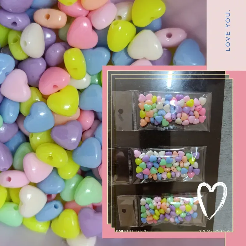 Corazones de tonos pastel de 8mm