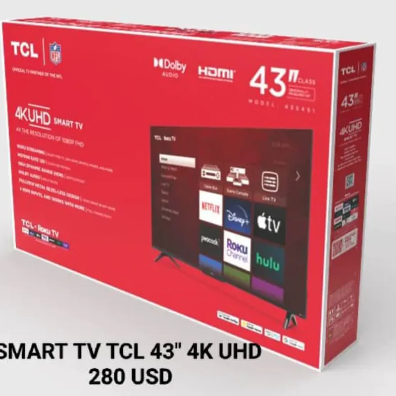 SMART TV TCL 4K UHD 43" PULGADAS  280 USD