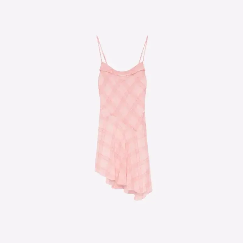 Vestido Midi rosado estampado cuadros
