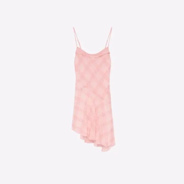 Vestido Midi rosado estampado cuadros