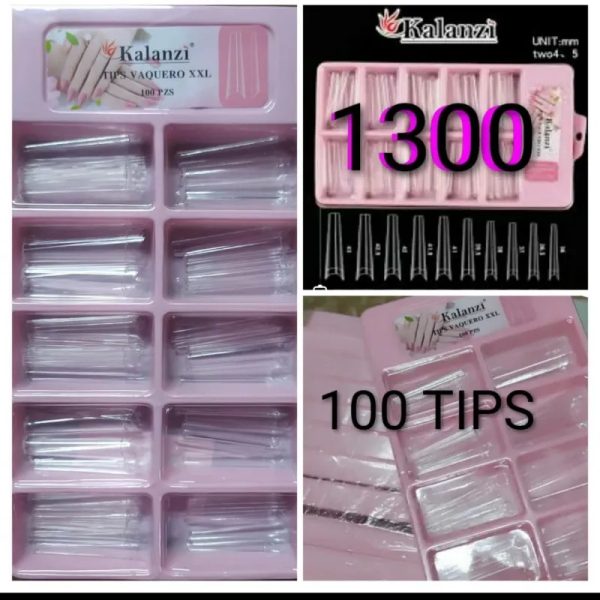 CAJA 100 UÑAS COFFIN EXTRA LARGA