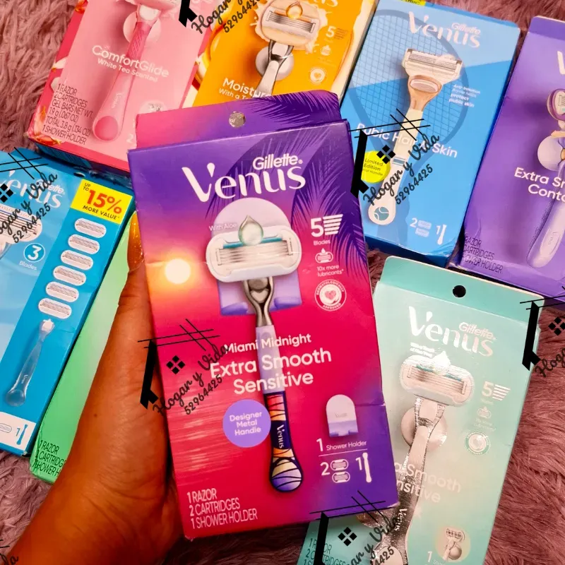 Cuchilla de afeitar manual desechable para mujer Gillette Venus Miami Midnight Extra Smooth Sensitive.