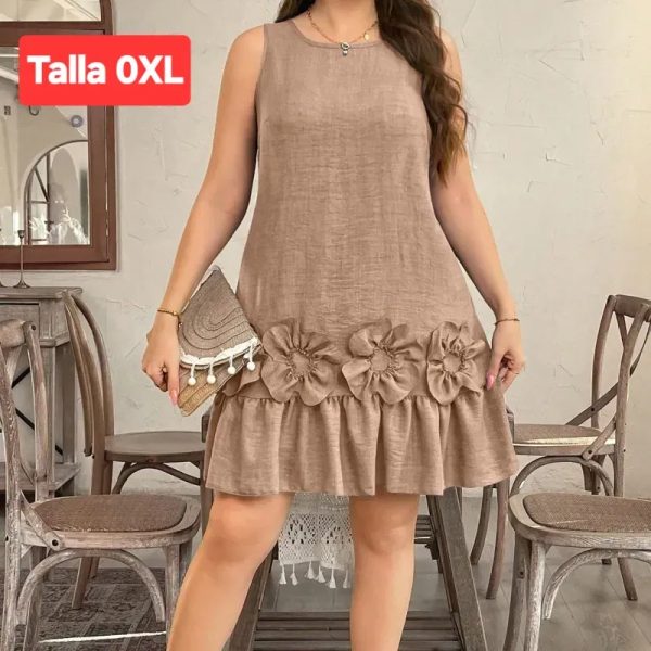 Vestido flores beige
