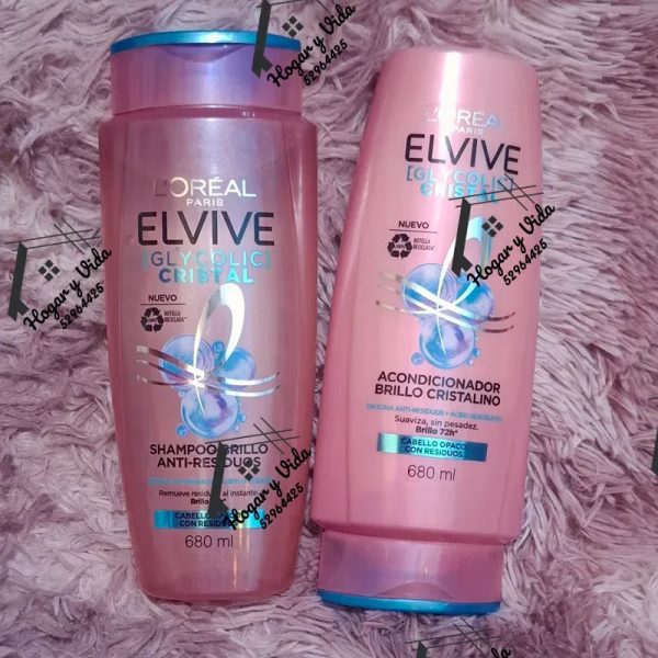 champú y acondicionador L'Oréal Paris Elvive Glycolic Cristal (también conocido como Glycolic Gloss). 680ml 