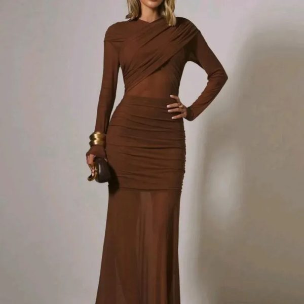 Vestido elegante COSMINA /Marrón
