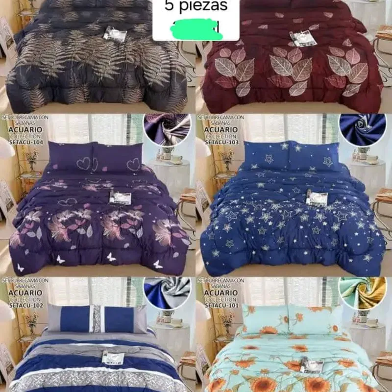 Juegos de edredón estampado king Bouquetex Acuario Collection (5 piezas)