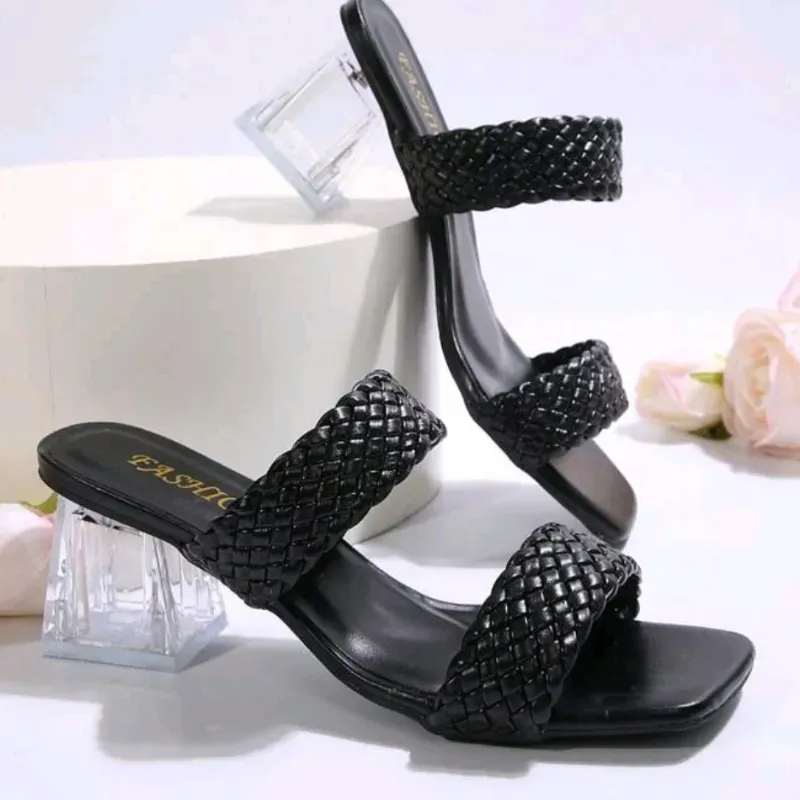  Zapatos de tacón cuadrado silicona — Negro