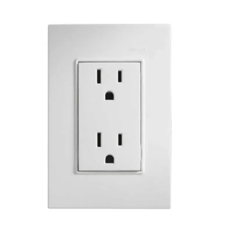 Tomacorriente duplex 2P + toma de tierra, con placa,color blanco. 1710000010