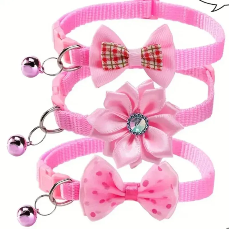 Collar de perro y gato de lazo Rosa