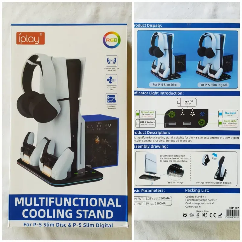 Base multifuncional de refrigeración para PS5 Slim