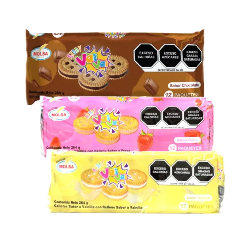 Galletas Vai Vai rellenas con crema x 12pck x 4u