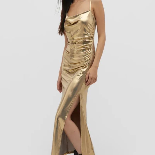 Vestido dorado Stradivarius