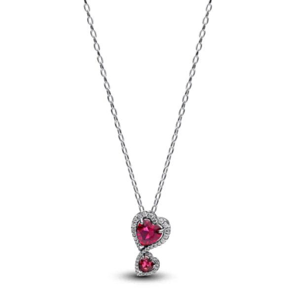 Cadena de doble corazón rojo