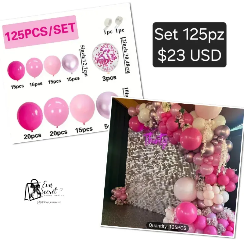 Set 125pz de globos para cumpleaños
