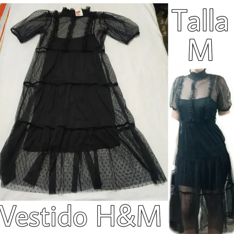 Vestido largo de encaje negro,