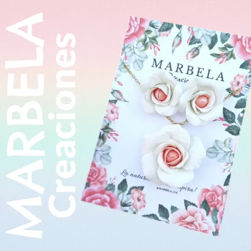 ✨Juego de Rosas Blancas con centro Rosa✨